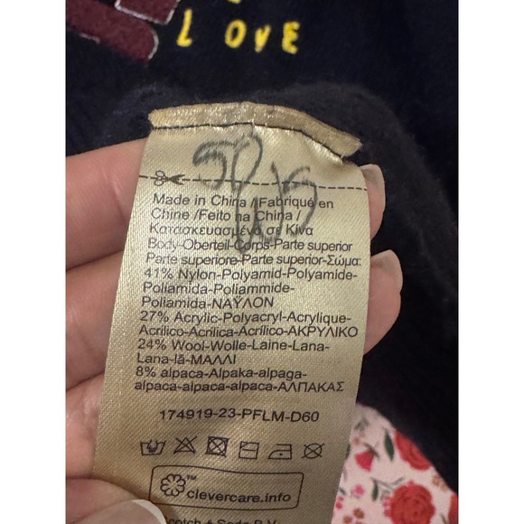 Scotch & Soda Amsterdam Embroidered Wool Alpaca Blend Sweater Navy Blue Small c3 - Picture 4 of 7